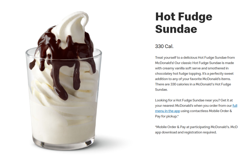 mcdonald's hot fudge sundae